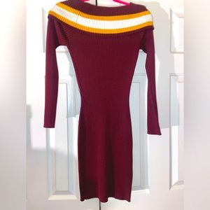 Burgundy sweater dress with halter top